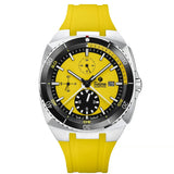 Tutima Saxon One cronografo quadrante Racing Yellow con cinturino gomma gialla, lunetta nera acciaio 6421-09