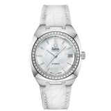 Tutima Saxon One Lady quadrante madreperla bianco con lunetta diamanti, cinturino alligatore bianco automatico 6701-03