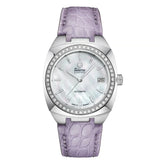 Tutima Saxon One Lady quadrante madreperla con ghiera diamanti e cinturino alligatore lilla automatico 6701-04