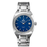 Tutima Saxon One Lady S quadrante blu con lunetta diamanti, bracciale acciaio inossidabile, indici a bastoni 6703-03