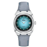 Tutima Saxon One Lady S quadrante blu dégradé con ghiera diamanti, cinturino pelle azzurro e indici a bastoni 6703-06