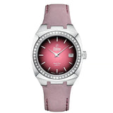 Tutima Saxon One Lady S quadrante rosa dégradé con ghiera diamanti, cinturino pelle rosa e cassa acciaio 6703-08