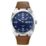 Tutima Saxon One M orologio automatico quadrante blu Steel Blue con cinturino pelle marrone e cassa acciaio 6121-04