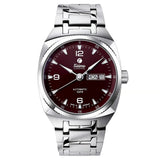 Tutima Saxon One M orologio automatico quadrante marrone bordeaux con bracciale acciaio e indici misti 6121-01