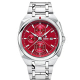 Tutima Saxon One Chronograph Racing Red quadrante rosso con bracciale acciaio inossidabile, indici a bastoni 6420-07