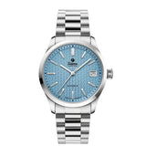 Tutima Sky orologio donna automatico quadrante ice blue con rilievo esagonale, bracciale acciaio inossidabile 34mm 6705-06