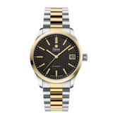 Tutima Sky orologio donna automatico quadrante nero décor esagonale, cassa acciaio e oro 18kt, bracciale bicolore 6705-26