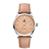 Tutima Sky orologio donna automatico quadrante Peach Fuzz con rilievo esagonale, cinturino pelle rosa, cassa acciaio 34mm 6705-03