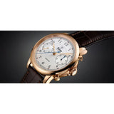 Tutima Tempostopp dettaglio quadrante argentato con numeri arabi e cassa oro rosa 18kt, corona e pulsanti 6650-01