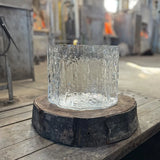 Salviati Vaso Briccola Bowl dettaglio lavorazione artigianale in vetreria, vetro trasparente con superficie texturizzata KKSA25004