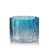 Salviati Vaso Briccola Bowl in vetro azzurro con texture organica effetto corteccia, forma ottagonale artigianale KKSA25004