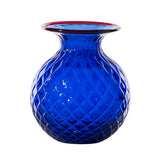 Vaso Venini Balloton Fiori Piccolo Vigna color blu interno rosso 100.38 ZA/RV