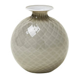 Venini Vaso Balloton Mini in vetro soffiato con lavorazione matelassé, forma sferica grigio tortora 100.14 SN