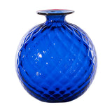 Vaso Venini Balloton Medio Vigna color blu interno rosso 100.18 ZA/RV