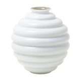 Venini Vaso Deco Piccolo in vetro bianco soffiato con design a cerchi concentrici, finitura lucida 707.08 SN