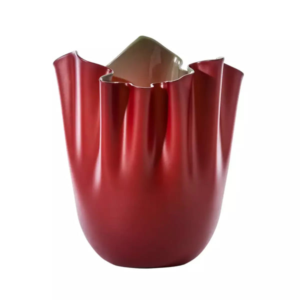 Vaso Venini Fazzoletto Rosso/Verde Mela Sabbiato Medio 24 cm 700.02