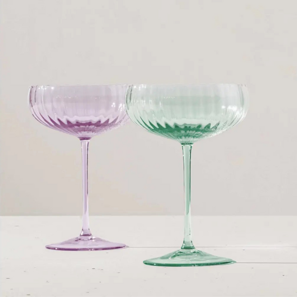 Venini Coppe Champagne Bollicine Lilla e Verde Menta
