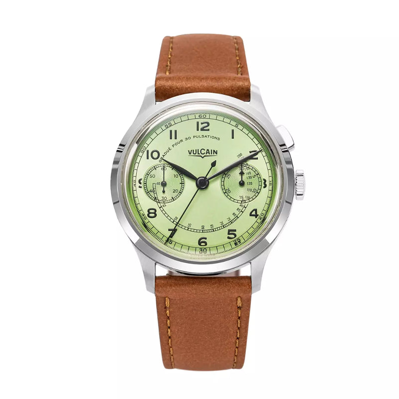 Orologio Vulcain Monopusher Heritage Green cinturino marrone