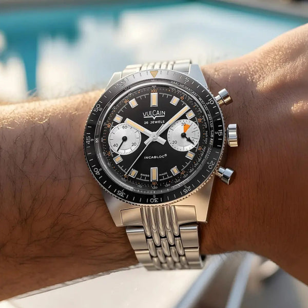 Vulcain Skindiver Chronograph Nero 590176A07.BHM287 indossato
