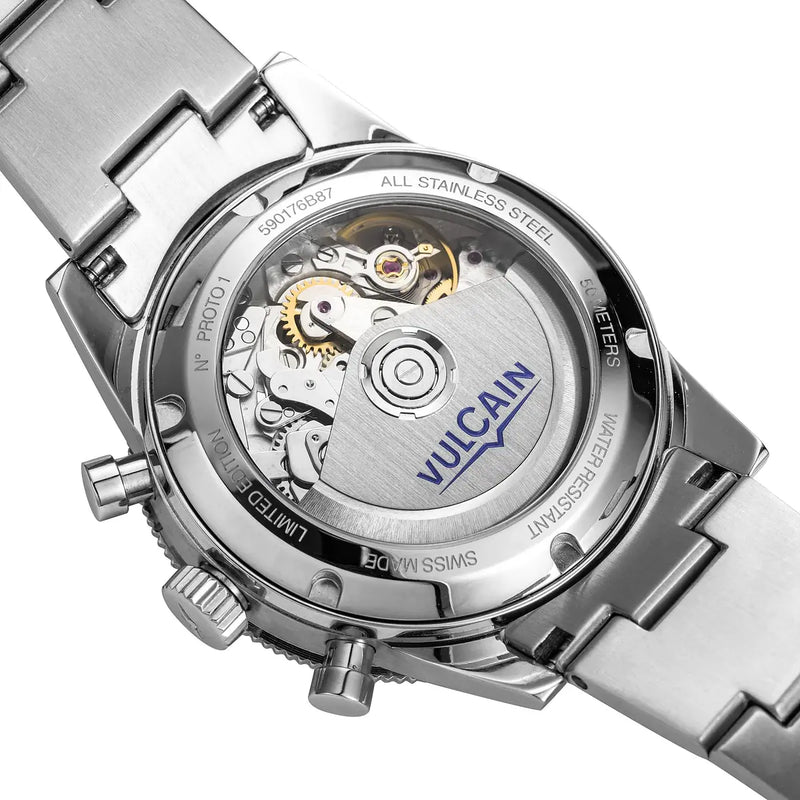 Orologio Vulcain Skindiver Chronograph Salmone fondello movimento a vista