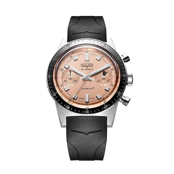 Vulcain Skindiver Chronograph Salmone 590176B87.BAR255 cinturino gomma