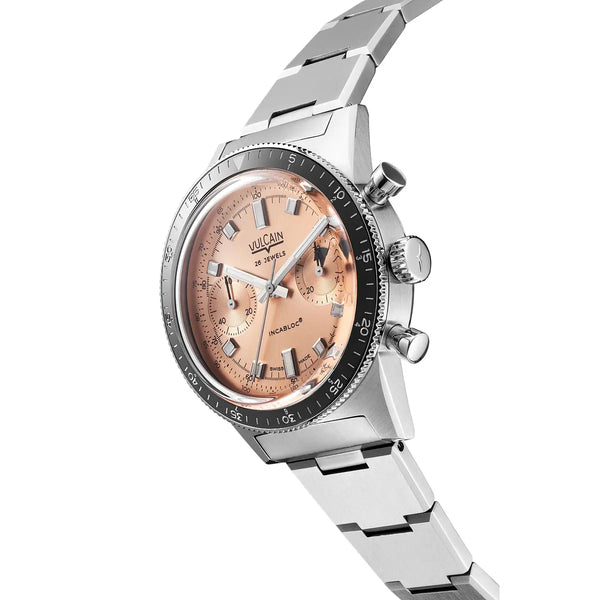 Orologio Vulcain Skindiver Chronograph Salmone bracciale acciaio lato 590176B87.BHM286