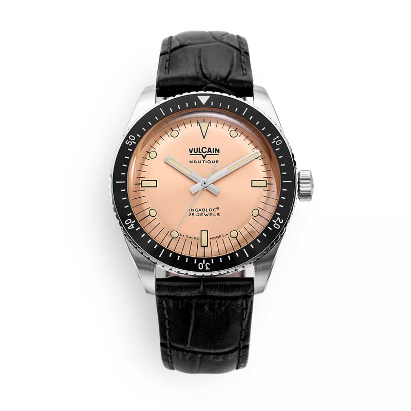 Vulcain Skindiver Nautique Salmon Beige Luminova
