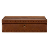 Wolf 1834 Scatola del Tempo Brogue 10 Pezzi vista frontale chiusa con dettagli brogue e serratura Old English Brass 441006