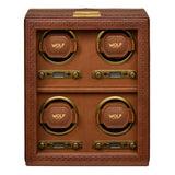 Wolf 1834 Scatola del Tempo Brogue 4 Pezzi in pelle marrone brunito con ferramenta Old English Brass, vista frontale 440406