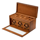 Wolf 1834 Brogue Triple aperta con vano portaoggetti, tre rotori e sportello vetro, interno pelle cognac 440306