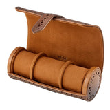 Wolf 1834 Brogue Triple interno in Ultrasuede cognac con tre cuscini portaorologi e logo impresso 443306