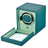 Wolf 1834 Scatola del Tempo Cub verde dettaglio coperchio aperto con fodera grosgrain e vano inferiore 461140