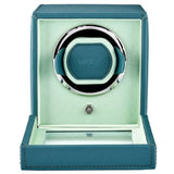 Wolf 1834 Scatola del Tempo Cub verde vista frontale aperta con cuscino rotante cromato e cassetto portaoggetti 461140