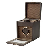 Wolf 1834 Scatola del Tempo Earth aperta con vano portaorologio, cassa rotante e scomparto inferiore in pelle marrone 190306