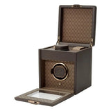 Wolf 1834 Scatola del Tempo Earth vista laterale aperta, interno jacquard riciclato e hardware metallico opaco 190306