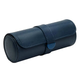 Wolf 1834 Earth Triple watch roll blu notte vista laterale in pelle di mela con chiusura regolabile 190617