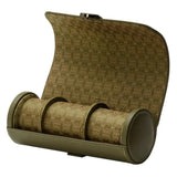 Wolf 1834 Earth Triple dettaglio interno con tre scomparti su rullo in raso jacquard motivo WOLF colore oliva 190641