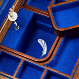 Wolf 1834 Ballet Musical Lago dei Cigni dettaglio scomparti interni in Ultrasuede blu con piuma ricamata e ballerina 190106