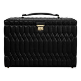 Wolf 1834 Porta Gioie Lauren Extra Large in pelle nera trapuntata con chiusura dorata, vista frontale 349902