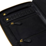 Wolf 1834 Porta Gioie Lauren Large dettaglio interno con barra orecchini, tasche zip e bottoni dorati 349252