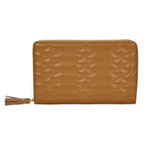 Wolf 1834 Porta Gioie Lauren Large in pelle color cammello con cuciture geometriche e nappa dorata 349207