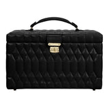 Wolf 1834 Porta Gioie Lauren Large in pelle nera trapuntata con chiusura dorata, design geometrico elegante 349802