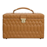 Wolf 1834 Porta Gioie Lauren Large in pelle camel trapuntata con chiusura dorata, design geometrico elegante 349807