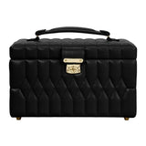 Wolf 1834 Porta Gioie Lauren Medium in pelle nera trapuntata con chiusura dorata e piedini oro 349702
