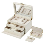 Wolf 1834 Porta Gioie Lauren Medium aperto con scomparti, custodia da viaggio e pochette in pelle bianca 349752