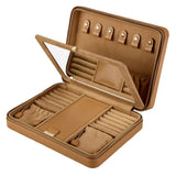Wolf 1834 Porta Gioie Lauren vista interna completa con ganci collane, specchio e organizer in pelle camel 347507