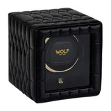 Wolf 1834 Scatola del Tempo Lauren nera con logo dorato, lavorazione geometrica trapuntata e vetro frontale 342102