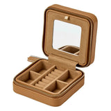 Wolf 1834 Porta Gioie Lauren aperto con specchio, scomparti e rivestimento LusterLoc in suede camel 347807