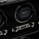 Wolf Scatola del Tempo British Racing 8 Pezzi dettaglio rotore in pelle nera con logo e pannello controllo digitale 792502