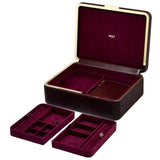 Wolf Porta Gioie Bella Medio con vassoi rimovibili in velluto bordeaux, pochette con zip e scomparti gioielli 781026